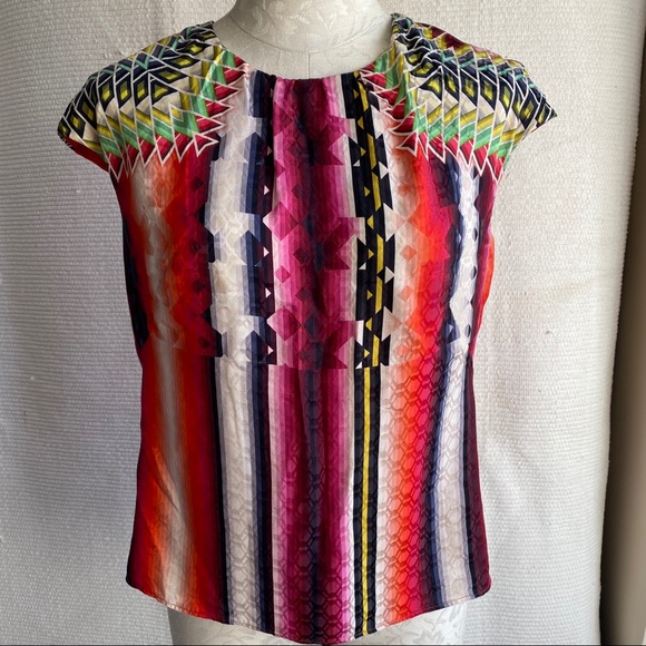 Neiman Marcus Tops - Peter Pilotto Silk Geometric Print Sleeveless Top